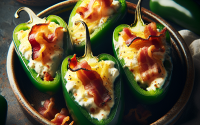 Jalapeños rellenos de crema y tocino