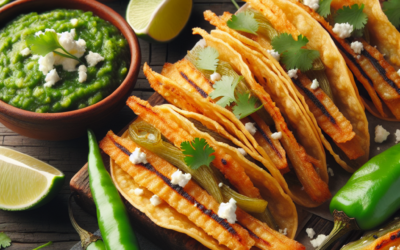 Tacos de nopales asados con salsa verde