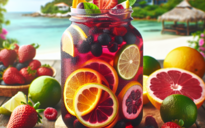 Agua fresca de jamaica con frutas