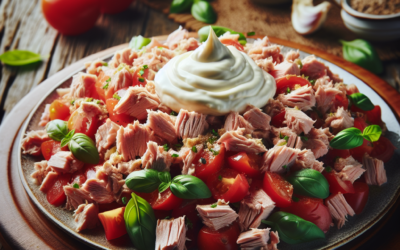 Ensalada de atún con jitomate y mayonesa