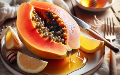 Postre de papaya con miel y limón