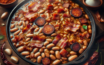 Frijoles charros con tocino y chorizo