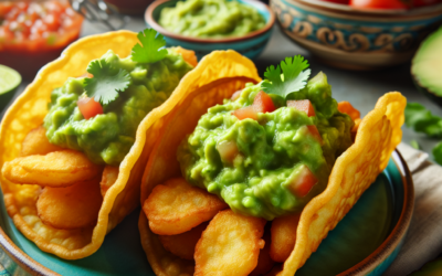 Tacos dorados de papa con guacamole