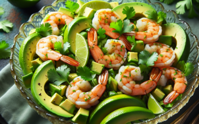 Ensalada de camarones con aguacate y cilantro