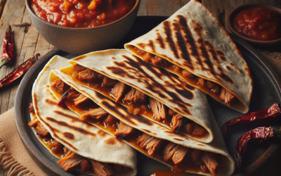 Quesadillas de cerdo con salsa de chipotle