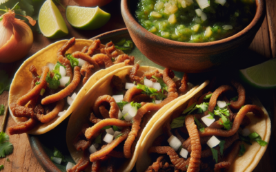 Tacos de tripa con salsa verde