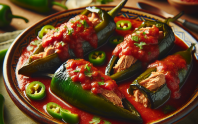 Chiles rellenos de atún en salsa de jitomate