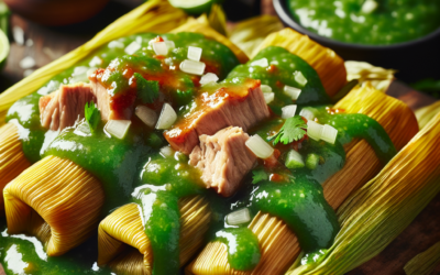 Tamales de cerdo con salsa verde