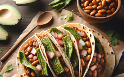 Tacos de frijoles con nopales y aguacate