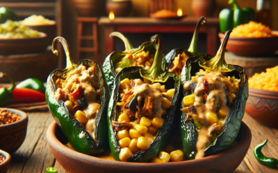 Chiles poblanos asados con relleno