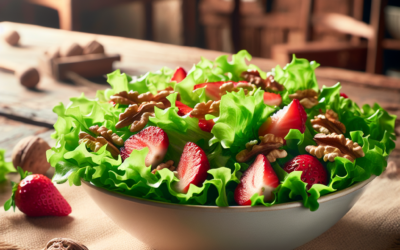 Ensalada de lechuga con fresas y nueces