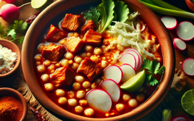 Pozole rojo con cerdo y maíz hominy