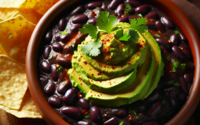 Dip de frijoles negros con aguacate