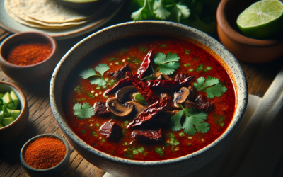 Sopa de hongos con chile guajillo