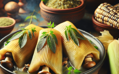 Tamales de champiñones con epazote