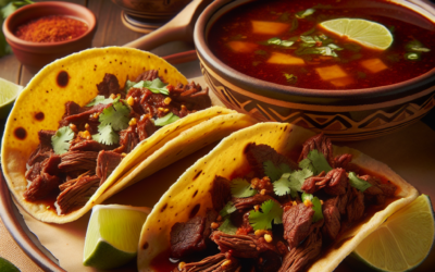 Tacos de barbacoa de res con consomé