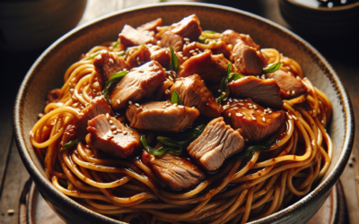 Fideos con cerdo en salsa de soya