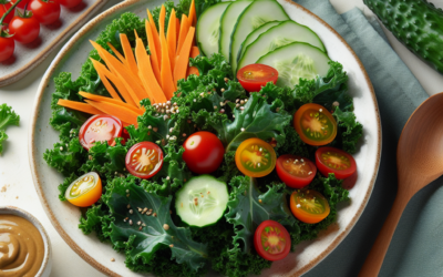 Ensalada de col rizada con aderezo de tahini