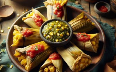 Tamales de acelgas con salsa de jitomate