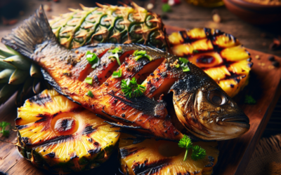 Pescado al pastor con piña asada