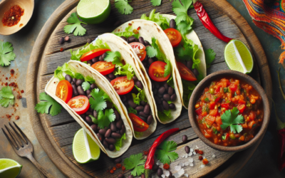 Tacos veganos de frijol negro con salsa de habanero