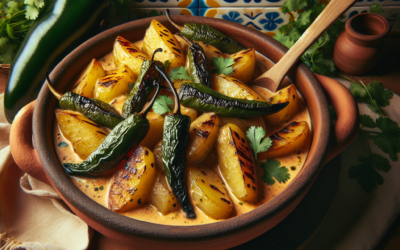 Papas con rajas en salsa de crema