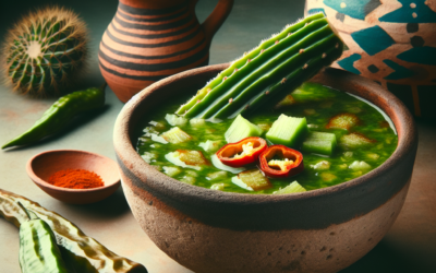 Sopa de nopales con chile de árbol