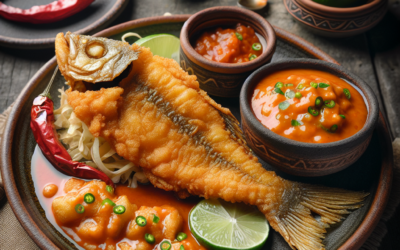 Pescado frito con salsa de habanero