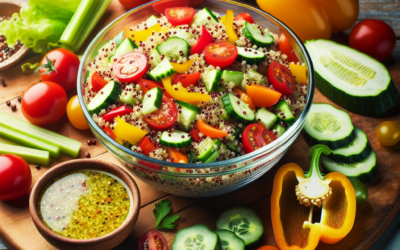 Ensalada de quinoa con verduras y aderezo de limón