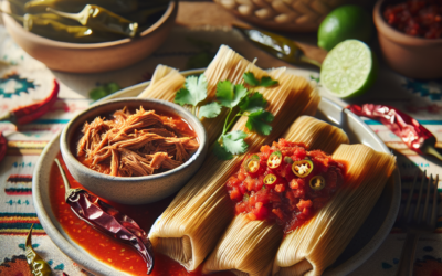 Tamales de res con salsa de tres chiles