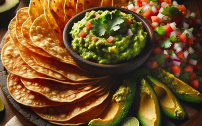 Tortillas fritas con guacamole y pico de gallo.