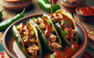 Chiles rellenos de atún con salsa de chipotle