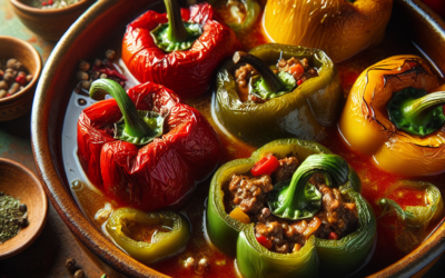 Guisado de pimientos rellenos de carne