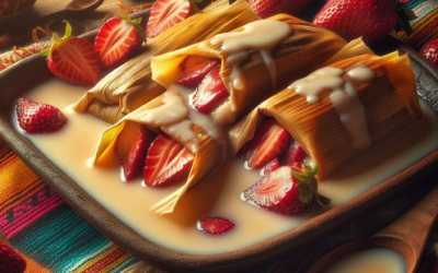 Tamales de fresa con leche condensada