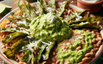 Tostadas de nopales con frijoles y guacamole