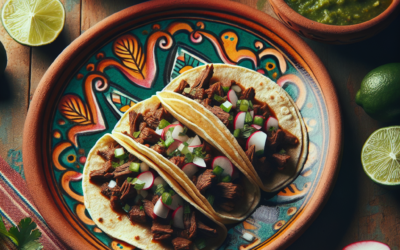 Tacos de guisado de res con salsa verde