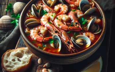 Sopa de mariscos con camarón y almejas