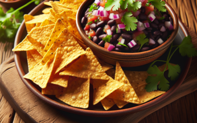 Tortilla chips con salsa de frijoles negros