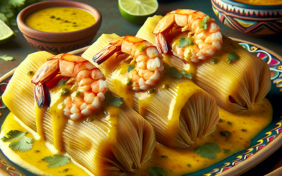 Tamales de camarón con mole amarillo