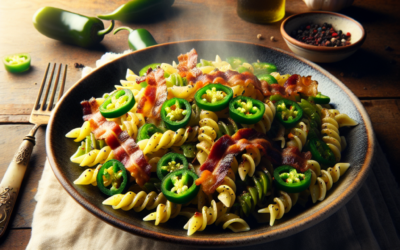 Pasta con chile jalapeño y tocino