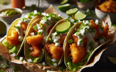 Tacos de pescado capeado con salsa de chipotle