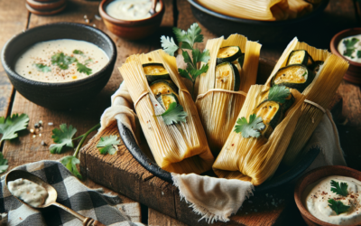 Tamales de calabacitas con salsa de queso