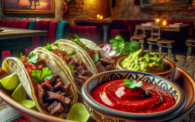 Tacos de lengua de res con salsa roja