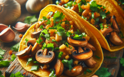 Tacos de setas al ajillo con cilantro