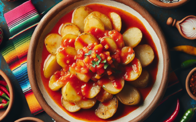 Papas a la diabla con salsa de chile de árbol