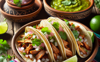 Tacos de carnitas de puerco con salsa verde