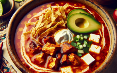 Sopa azteca con aguacate y queso panela