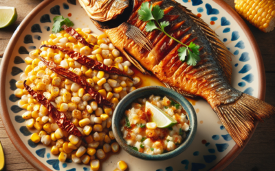 Pescado con esquites al estilo mexicano