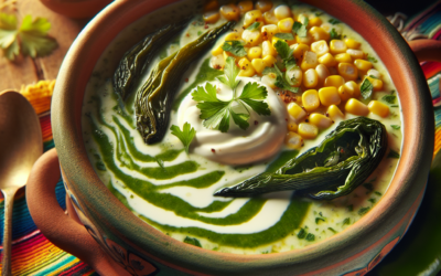 Sopa de elote con chile poblano y crema