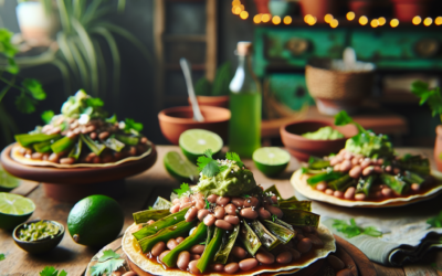 Tostadas veganas de frijoles y nopales